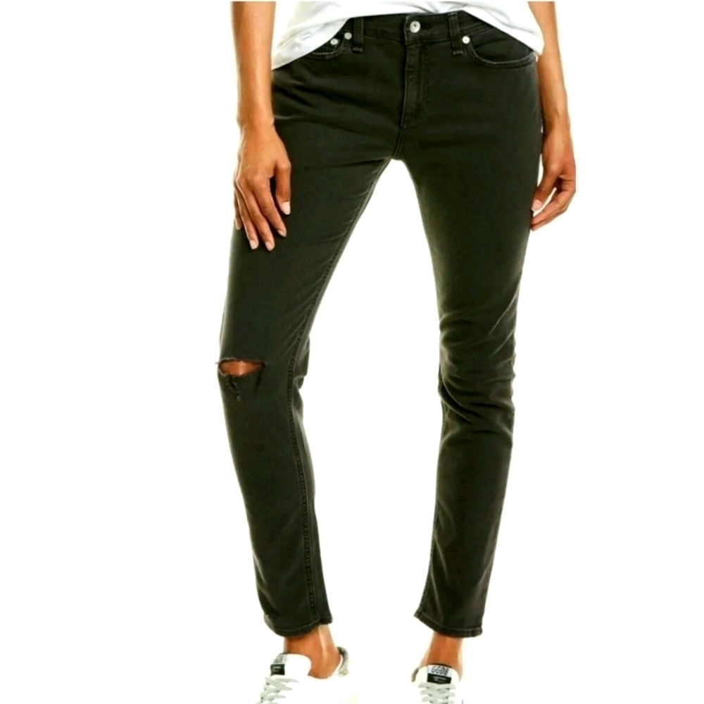 Rag & Bone Black Wythe with Holes Skinny Jeans  29